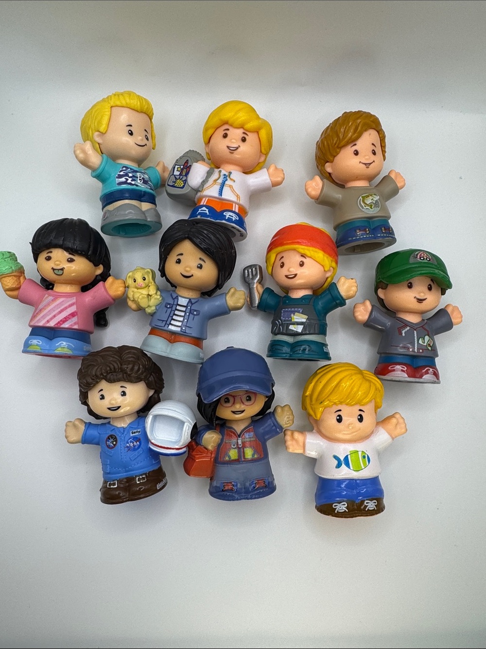 Fisher-Price Little People Figure Lot of 10 - Astronaut, Chef, Ice Cream & More